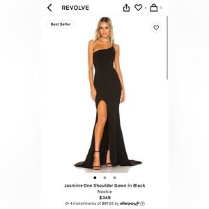 NOOKIE JASMINE ONE SHOULDER GOWN BLACK - SIZE S